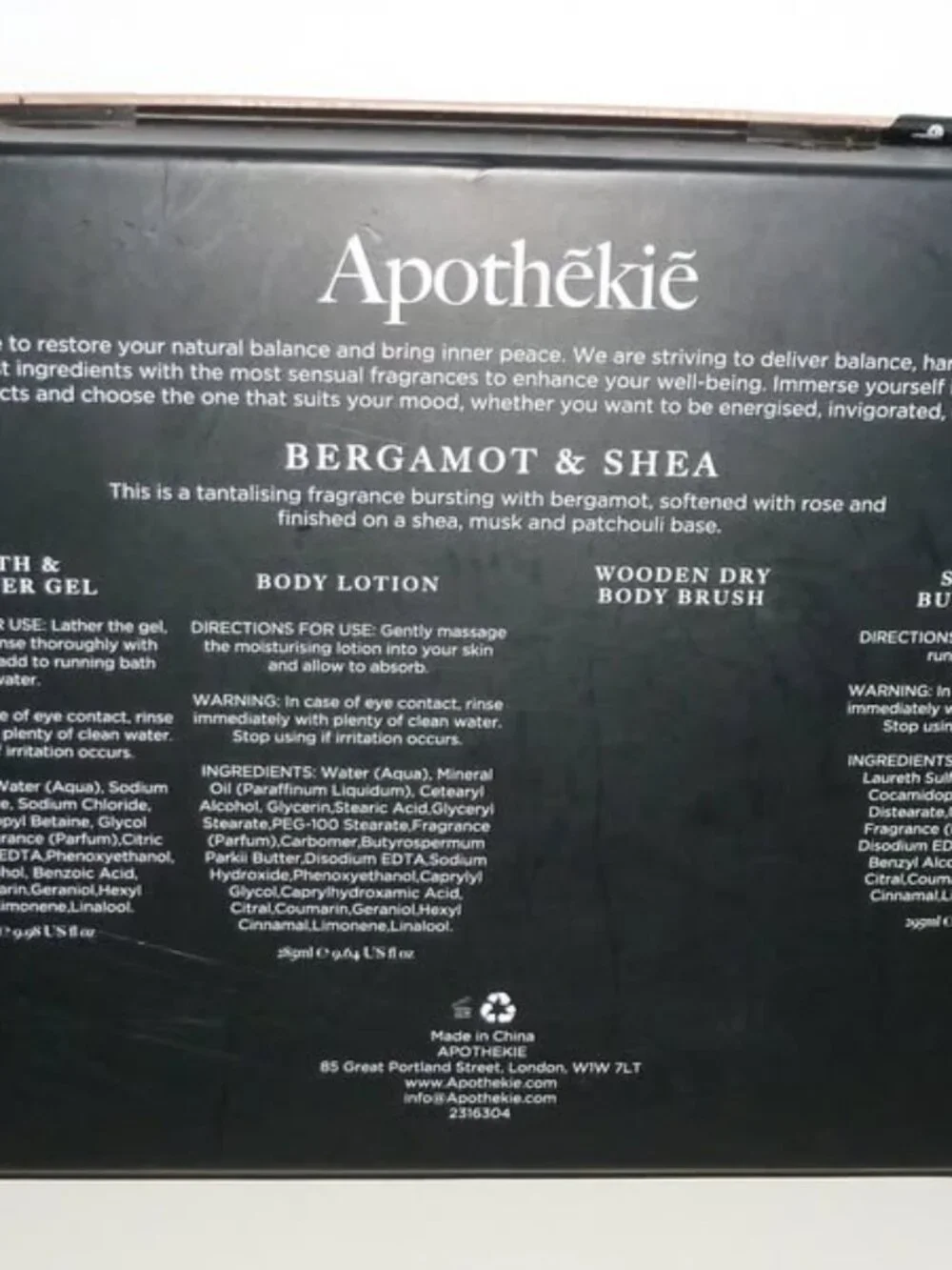 Apothekie Wellness Body Collection - Bergamot & Shea - NIB